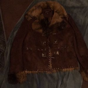 Suede with faux fur coat